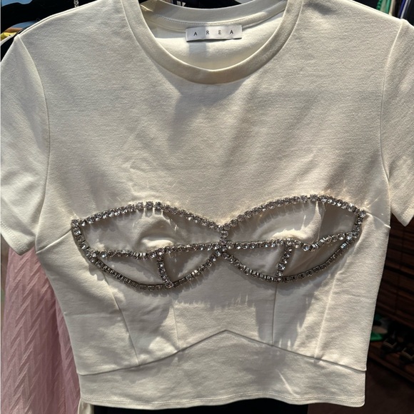 Area sequins white t shirt top - Picture 3 of 5